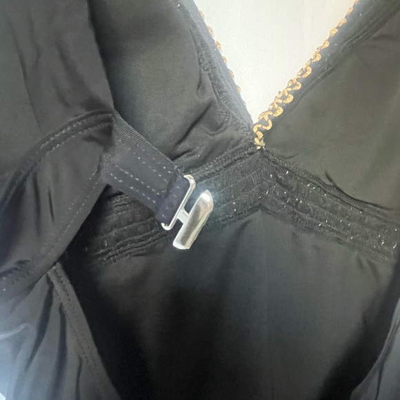 Sexy black one piece v-neck swimsuit with sequin and metallic detail size XL - Picture 10 of 12